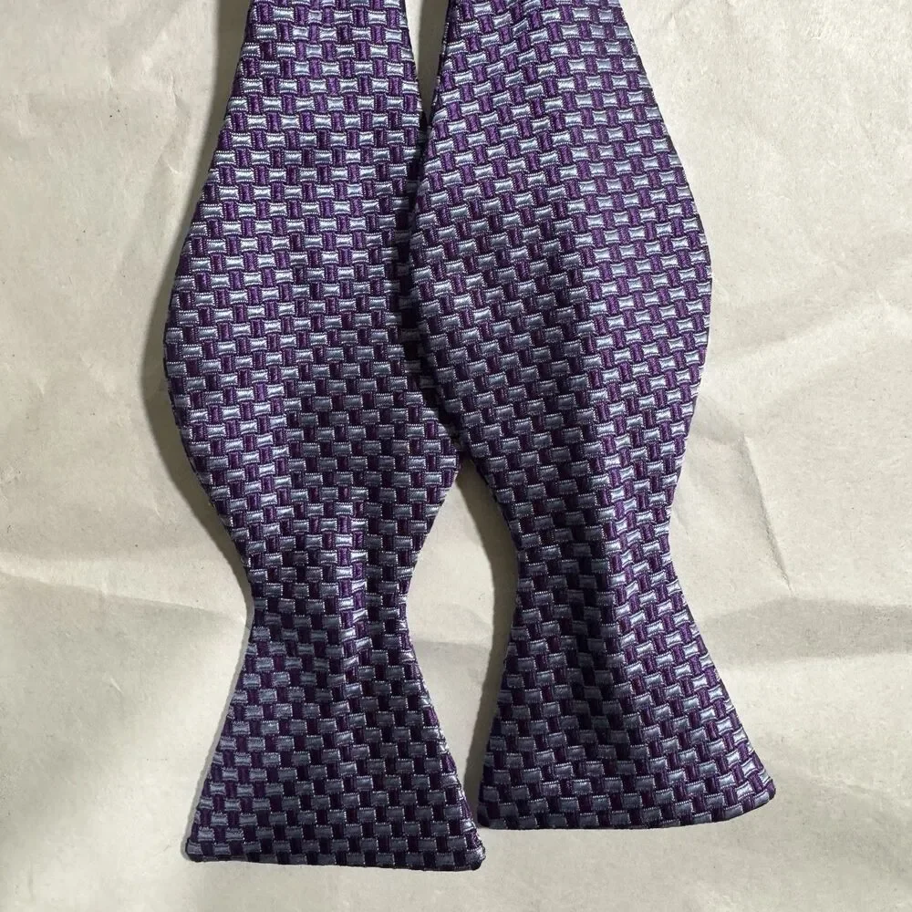 Brooks Brothers Makers & Merchants Bow Tie Purple Geometric  13 1/4 - 16 1/2
